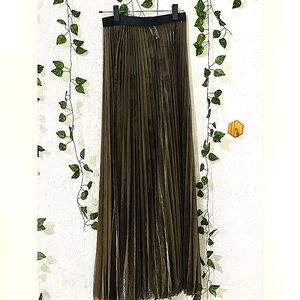 Gold maxi skirt - metallic gold see-through/sheer look, pleated